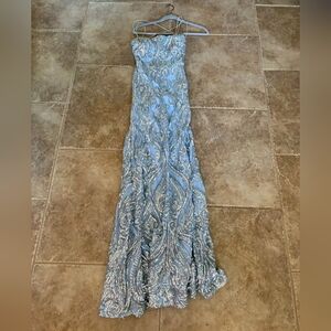 B Darlin Blue and Silver Glam Dress